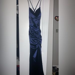 Blue floor length dress, size small
